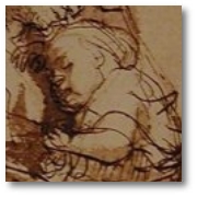 Rembrandt Drawing - mother and child